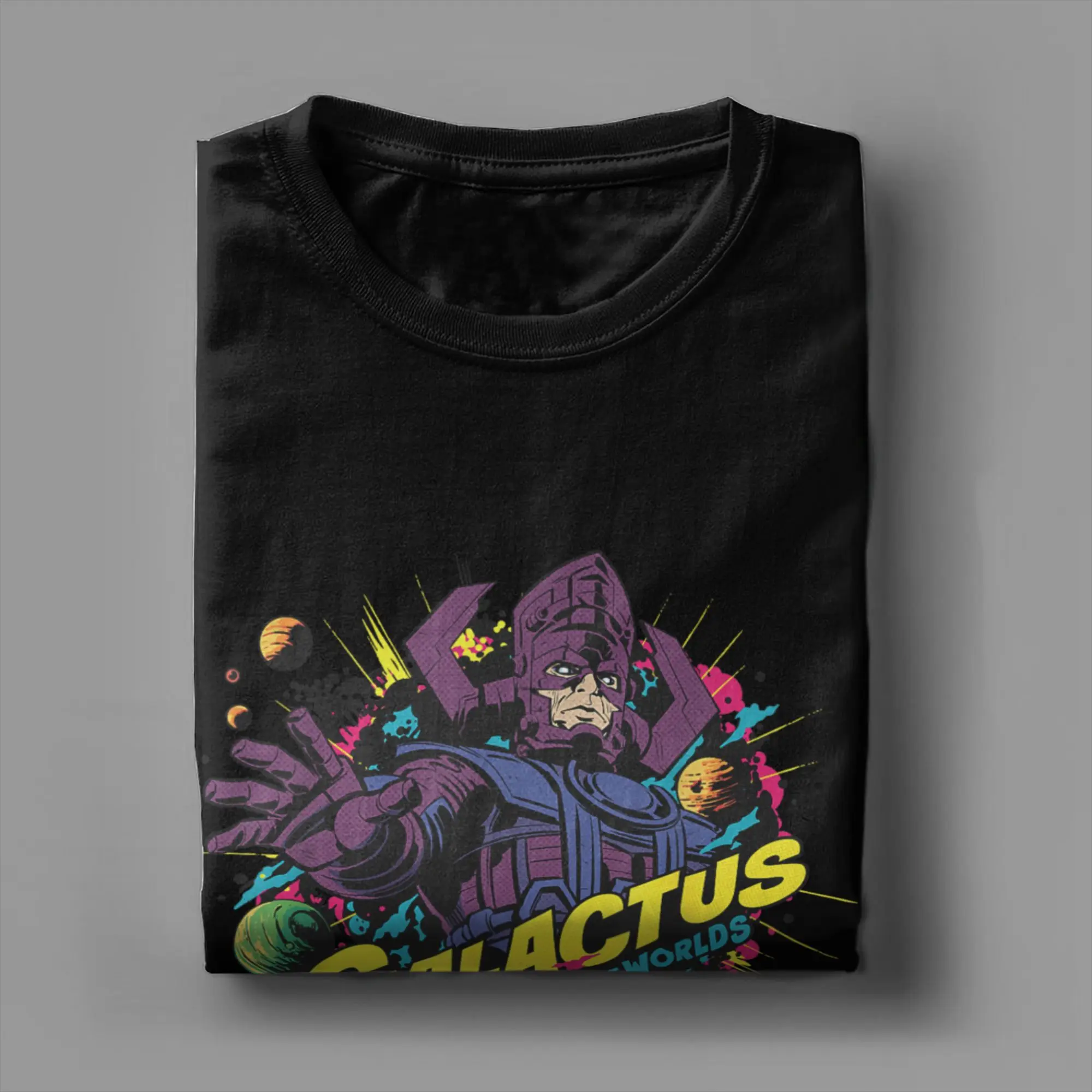 الرجال رائعة أربع خطوات الأولى Galactus تي شيرت الفن الهزلي الملابس القطنية الخالصة عادية قصيرة الأكمام تي شيرت الجرافيك تي شيرت