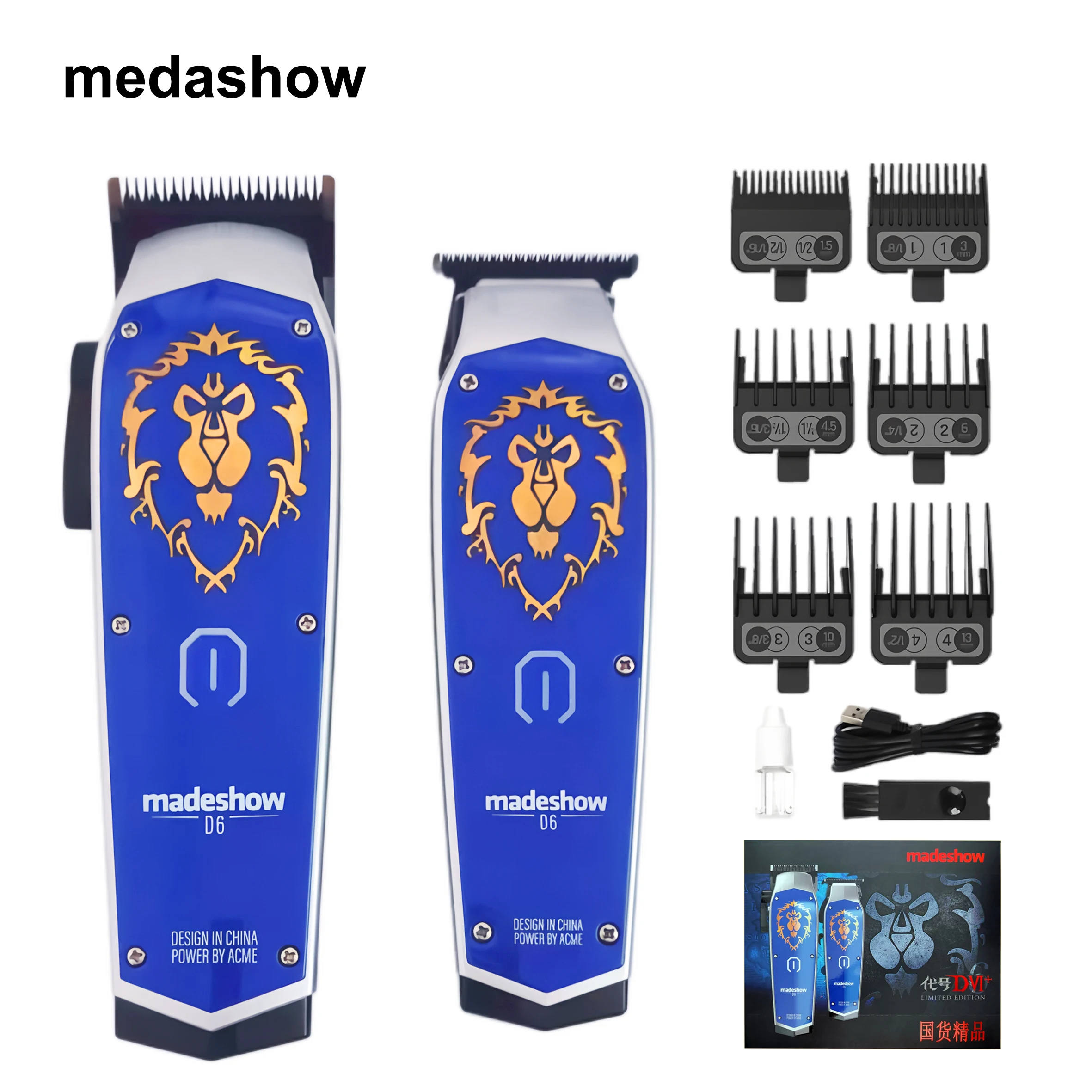 Madeshow D6+ Functional Powerful Rechargeable Professional Wireless Barber Kit Hair Clipper Set for Man