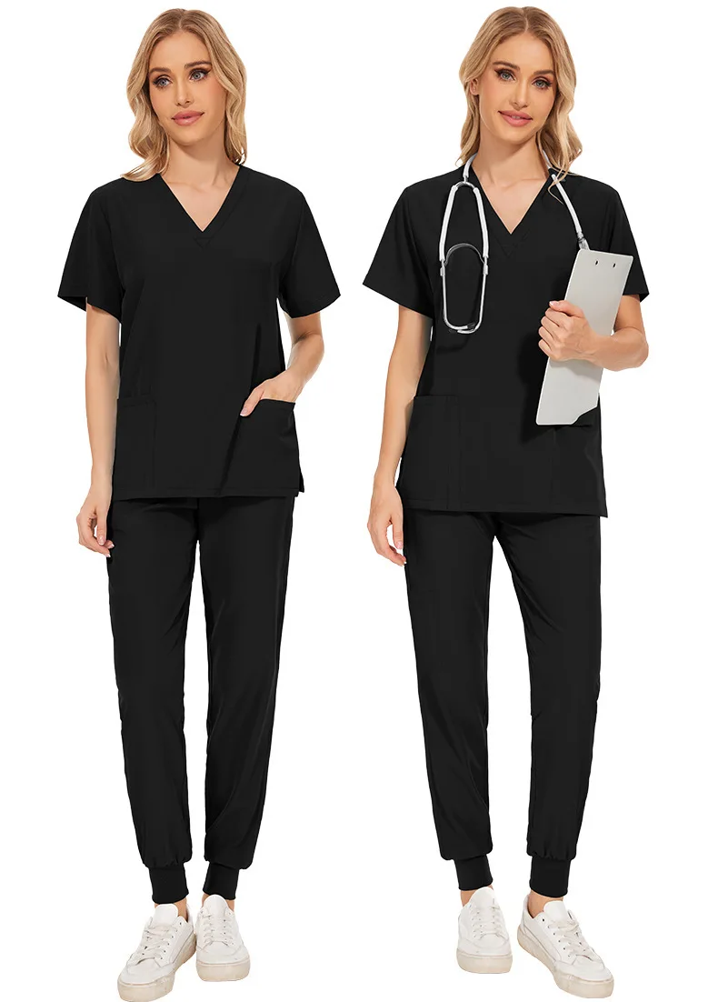 Conjunto de uniformes médicos de Color blanco para hombres y mujeres, ropa de trabajo para médicos, enfermeros, clínica Dental, salón de belleza