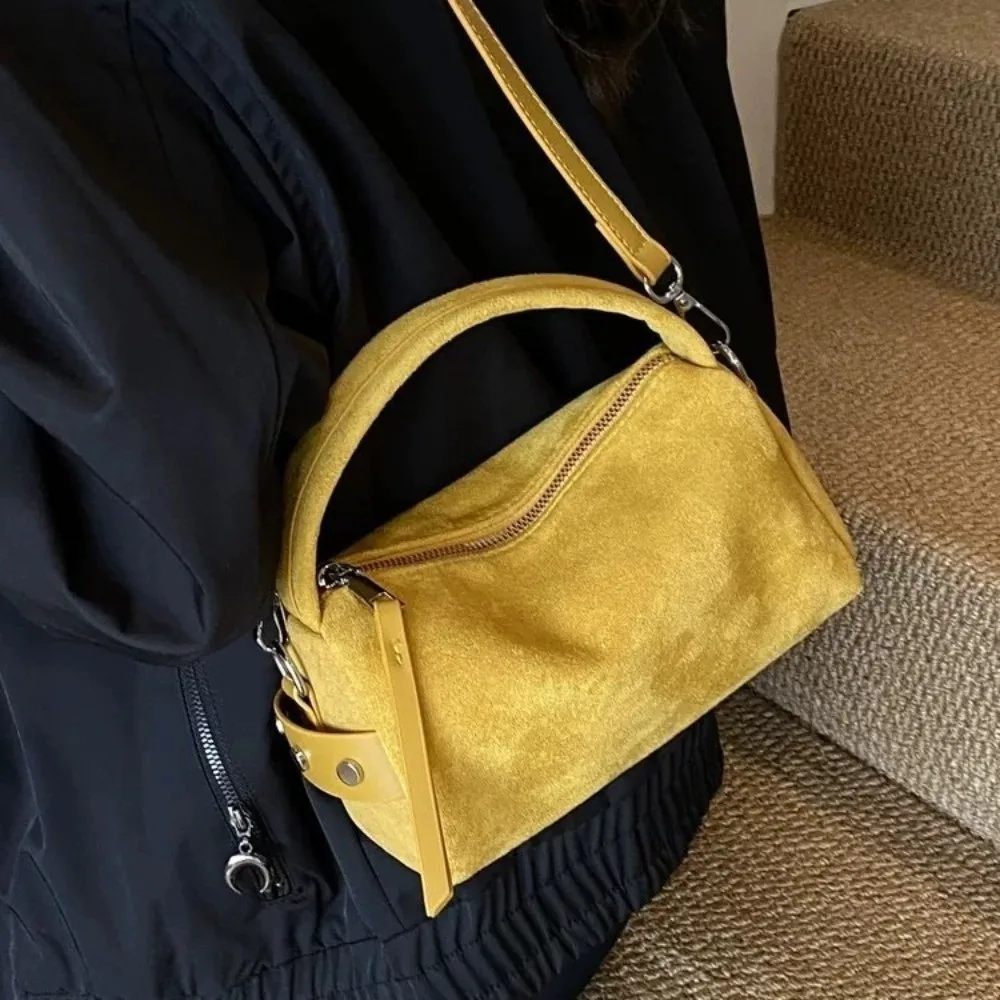 

Fashionable Mini Size Shoulder Bag PU Leather Matte Suede Crossbody Bag Frosted Surface Pillow Bag Daily Use