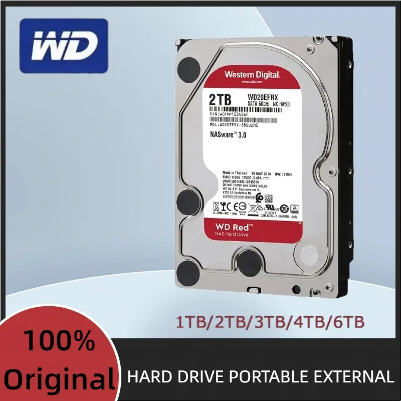 For WD Red 4TB 2TB 3TB Red NAS Hard Disk Drive 3.5" 6TB Internal Hard Drive 5400RPM SATA 6Gb/s 64MB Cache For Desktop