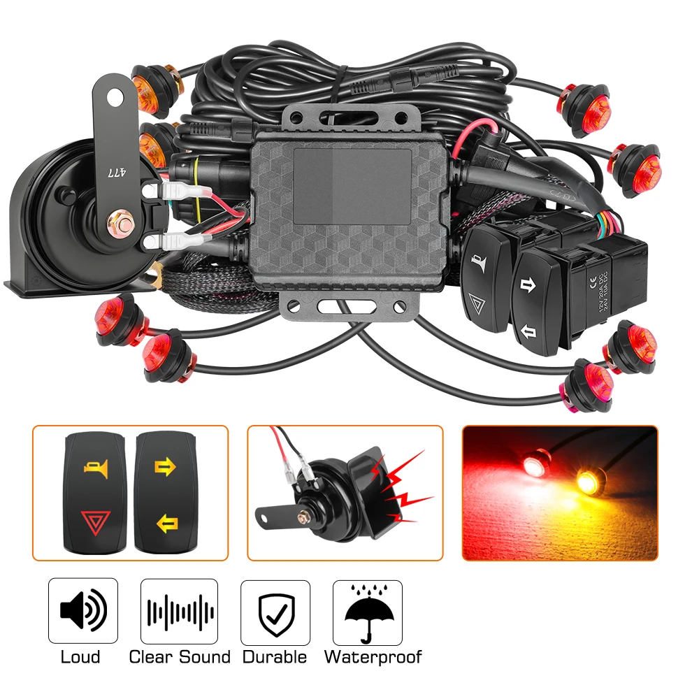 Kit legal de calle, intermitente basculante para Polaris RZR 1000 XP, 900s Turbo Horn/Hazard ámbar, interruptor basculante retroiluminado con Led UTV