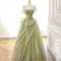 ROSES Sage Green Prom Dress Appliques Tulle Celebrity Dresses Tiered Pleat Women's Evening Dress Sweetheart Formal Gown 프롬 드 4