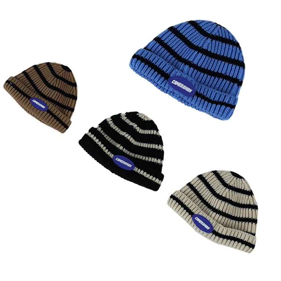 

Childrens Winter Boys and Girls Striped 2-4 Years Old Knitted Hat Baby Cashmere Hat Childrens Day Gift 2022 New Year Decoration