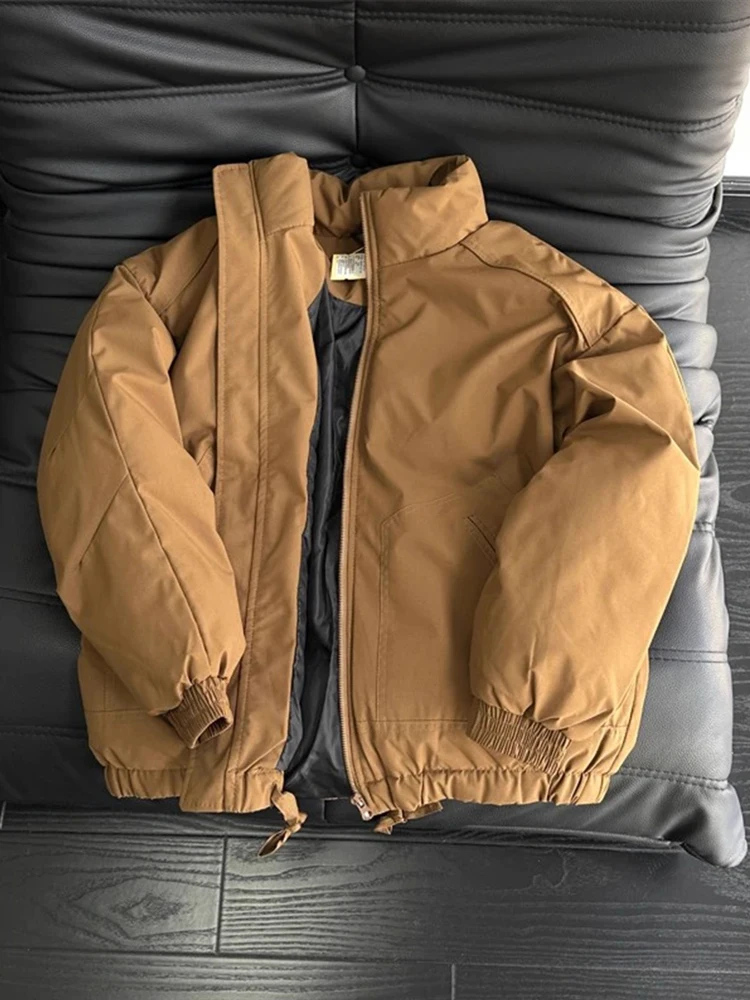 

Deep ey American Sle Flight Jaet Cotton Workwear Coat for Men Thi Warm Stand Collar Winter Outerwear Casual Youth Fas...