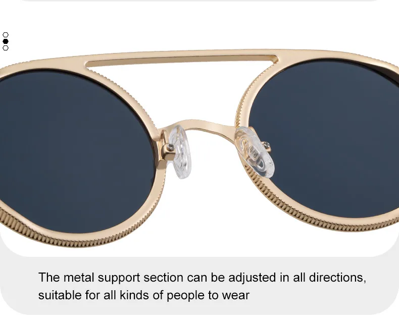 Kleine Runde Steampunk-Sonnenbrille für Herren 2026 Luxusmarke Klassische Doppelbalken-Sonnenbrille für Männer Punk-Fahrbrille Schattierungen – Detail 11