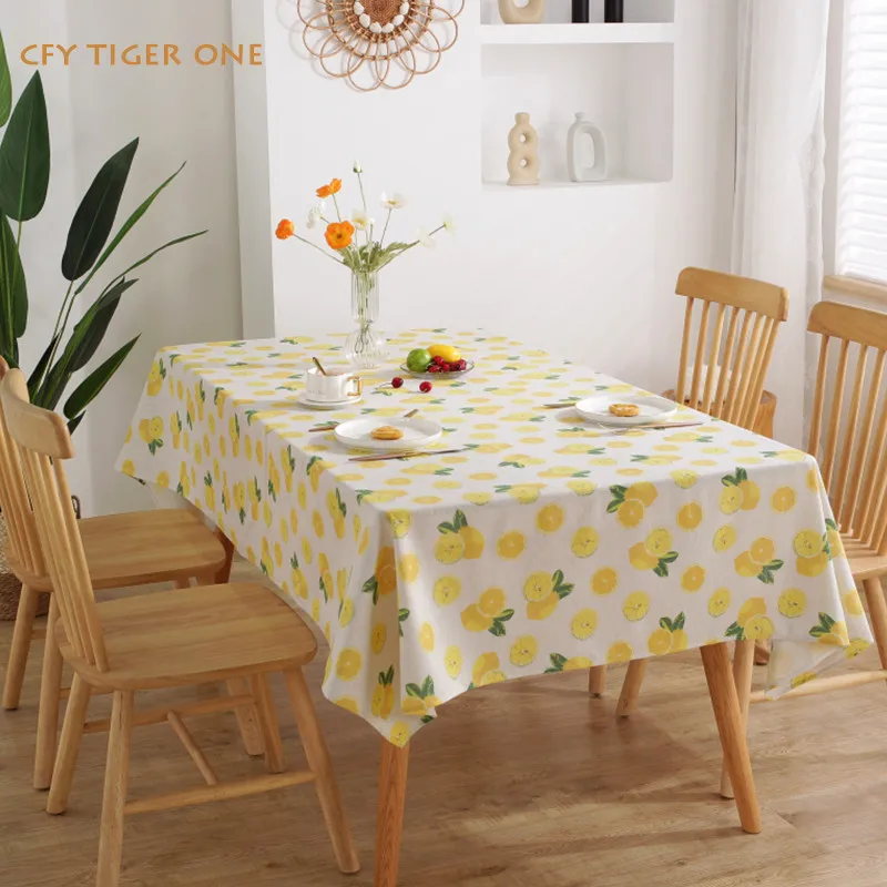 

American lemon polyester cotton linen Rectangular Tablecloth Washable and Oil Resistant Coffee Table Mat Table Cover