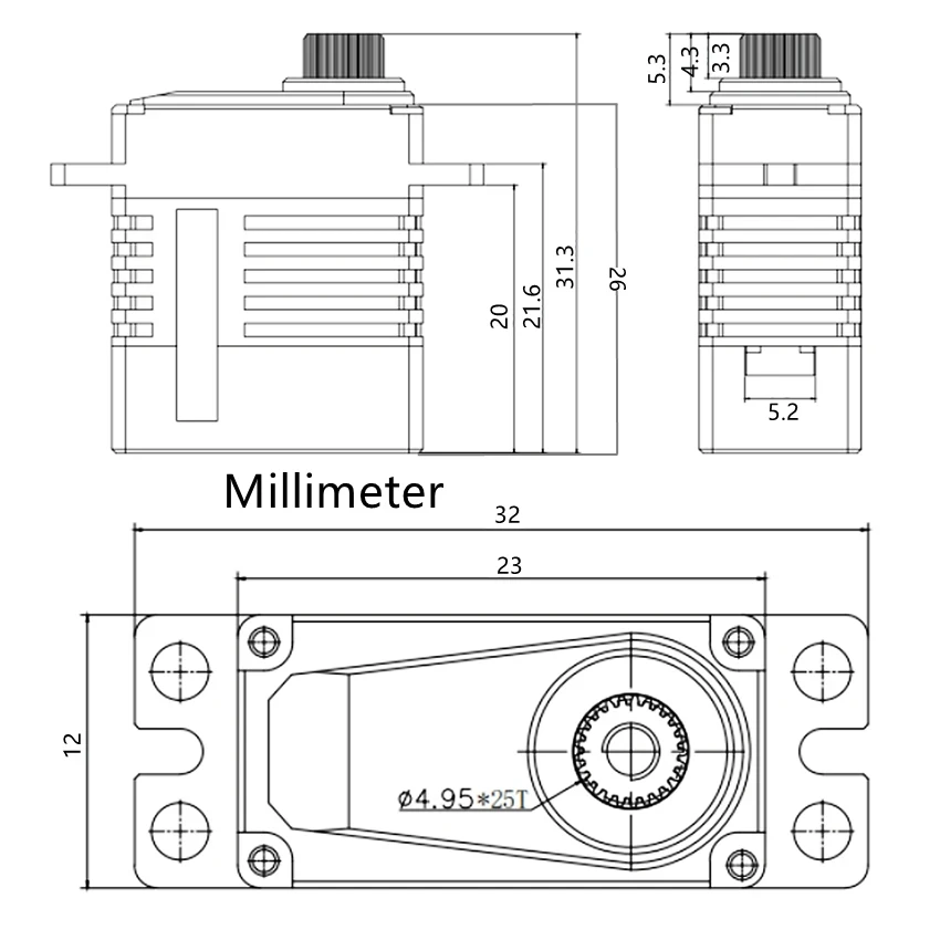 Gdw Ss 298Mg 20G 9.1Kg Hoge Snelheid Metaal Digitale Coreless Micro Servo Voor Rc Vliegtuigen 30e Vaste Vleugel Turbojet Zweefvliegtuig Robot Drone