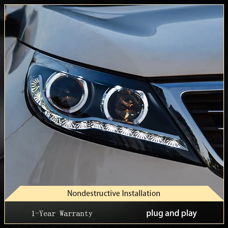 Car Lights for Kia Sportage 2010-2014 Headlights Angel Eyes Design Upgrade LED DRL Projection Lens Xenon Front Lamp Accessories