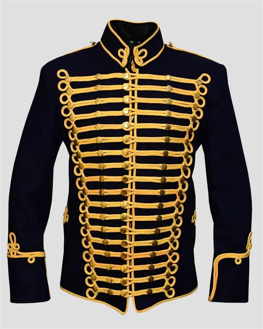 Historical Men's Military Napoleonic Hussars Cosplay Royal Blue/Red/Green/Black Jakcet Gold Braiding Coat Custom Made - view 6