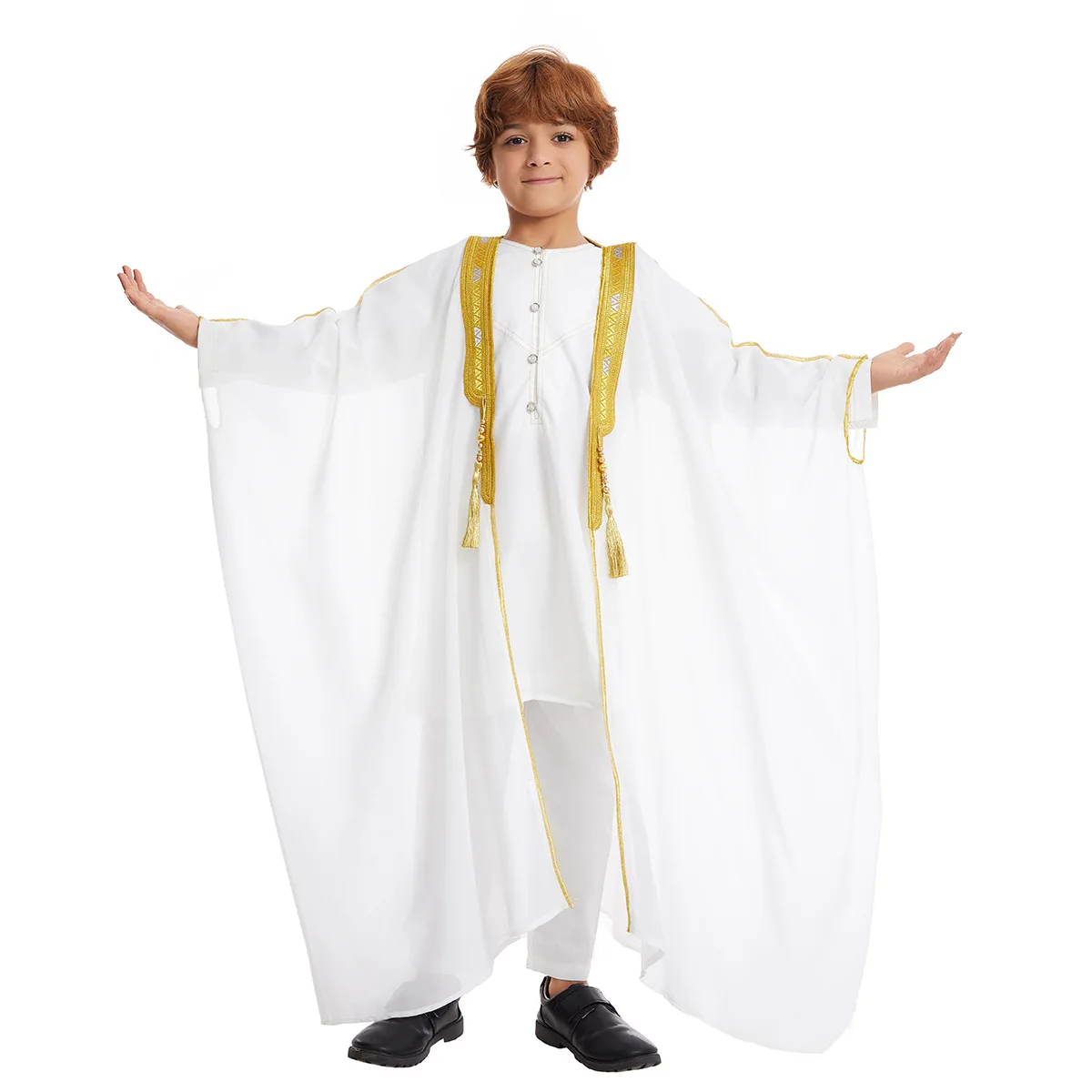 Muslim Boy Kids Kimono Cardigan Open Abaya Dubai Turkey Kaftan Islam Child Jubba Thobe Saudi Arab Thoub Djellaba Dishdasha Dress