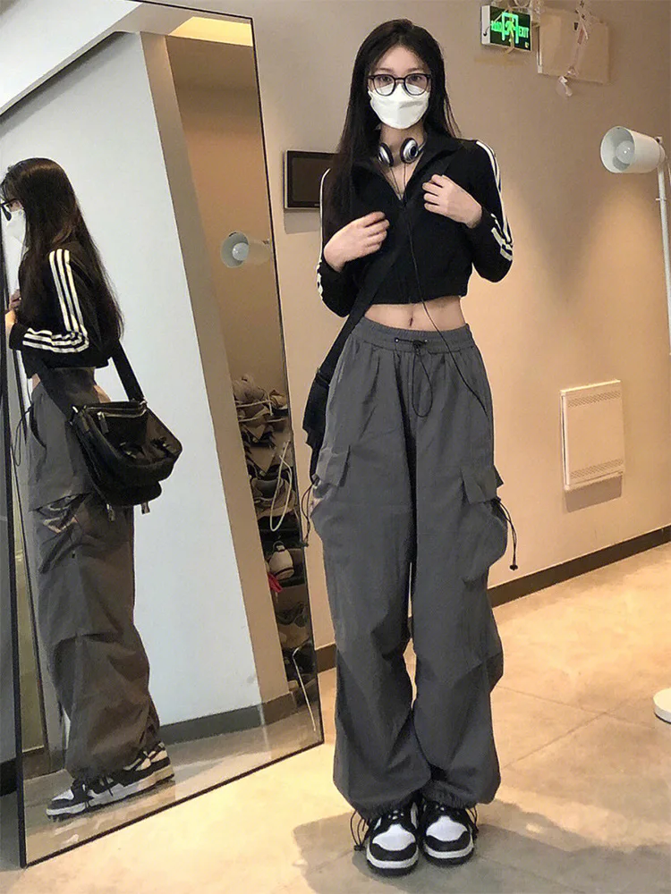 Harajuku Parachute Track Pants Women Techwear Cargo Korean for Men Sweatpants Wide Leg Joggers Trousers Clothes  streetwear