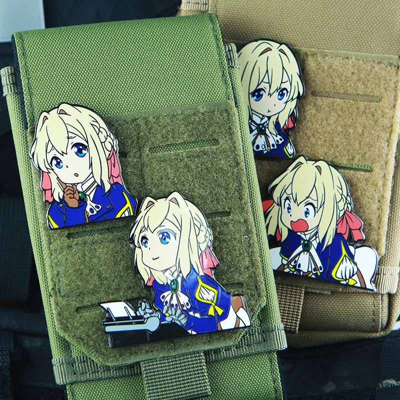 

Anime Character Metal Hook and Loop Patch for Clothing Cute Cartoon Violet Expression Morale Badge Tactical Armband on Backpack