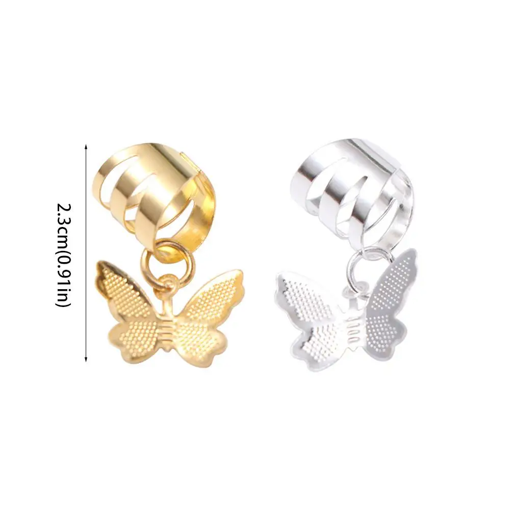 20 قطعة فراشة الجوف خارج الشعر الدائري الرهبة أقفال المعادن الكفة كليب المجدل الخرز تجديل الشعر DIY بها بنفسك الشعر جديلة أنابيب ديكور #2