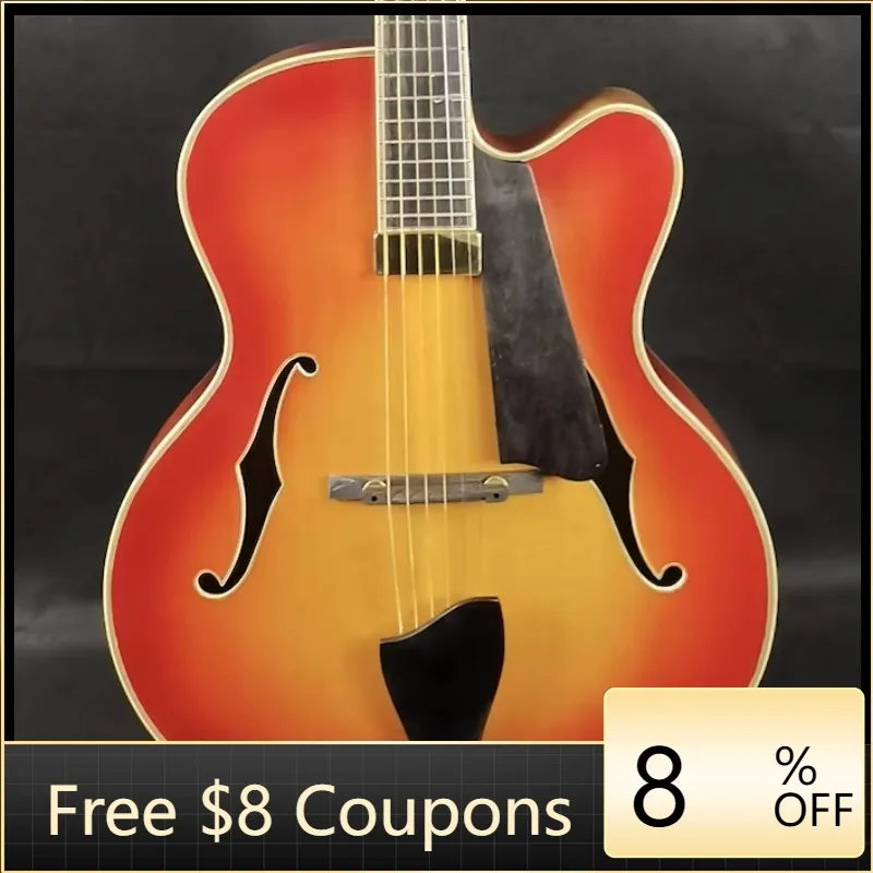 

STLF DISCOUNT Handmade Hollow Flamed Maple Sunset Colour Archtop Jazz Guitar Cutaway Archtop Electric Jazz Guitar