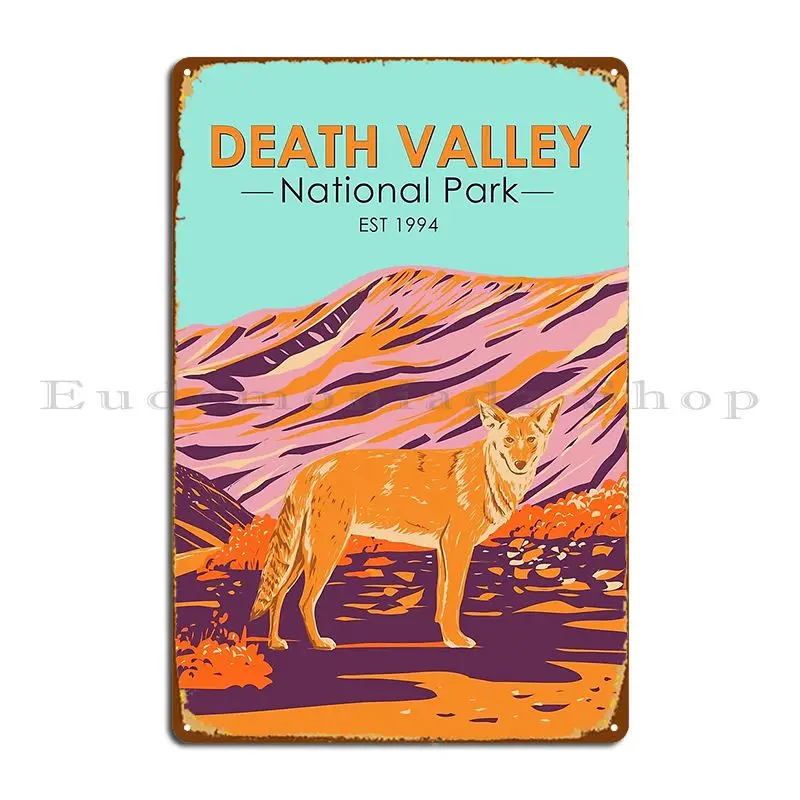 Death Valley National Park Coyote Vintage Metal Sign Customized PaintingWall Plaque Living Room Wall Cave Tin Sign Poster