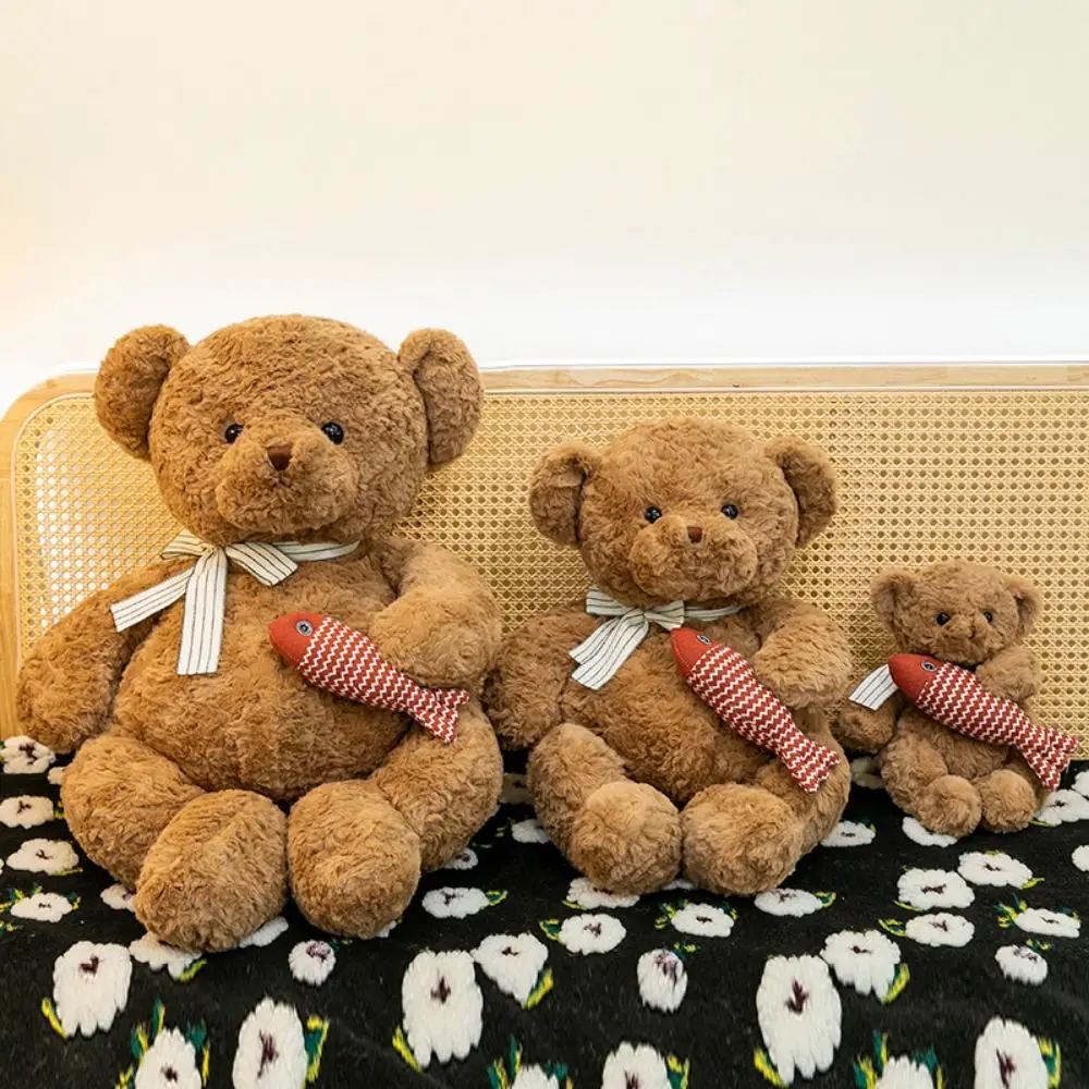 

Cute Dressing Bear Hug Fish Bear PP Cotton Kong-Fu Bear Stuffed Comfortable Cartoon Stuffed Soft Bear Decorate Present