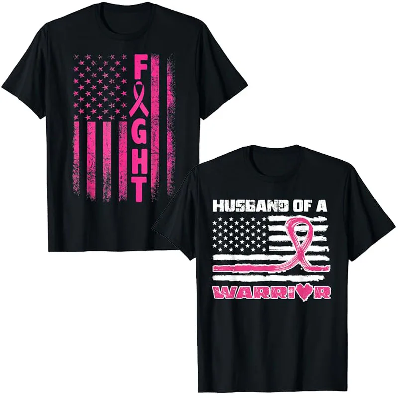 

Warrior Breast Cancer Awareness T-Shirt Fight Breast Survivor American Flag Breast Cancer Survivor Warrior Tee Gift Graphic Tops