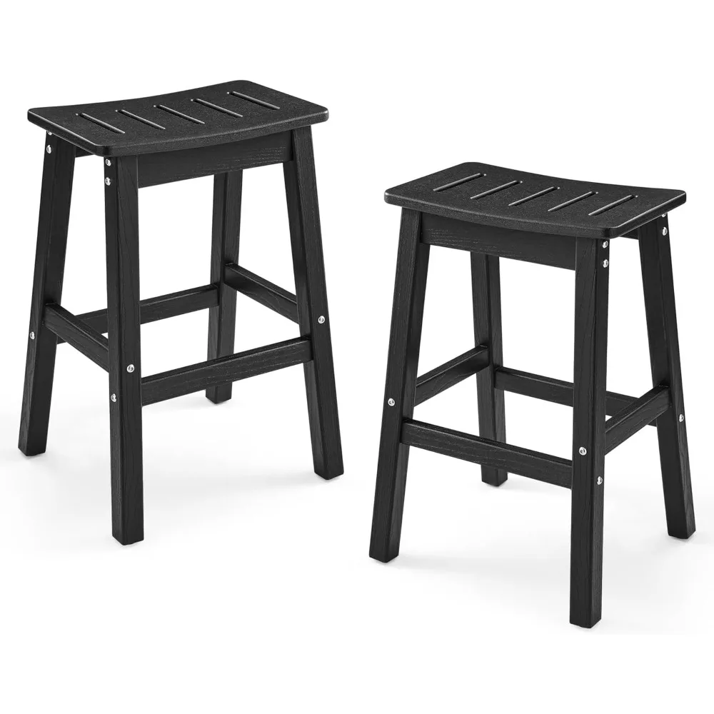 

Outdoor Bar Stools Set of 2, 25 HDPE Counter Height Bar Stools, All Weather Resistant Patio Bar Stools for Balcony, Backyard