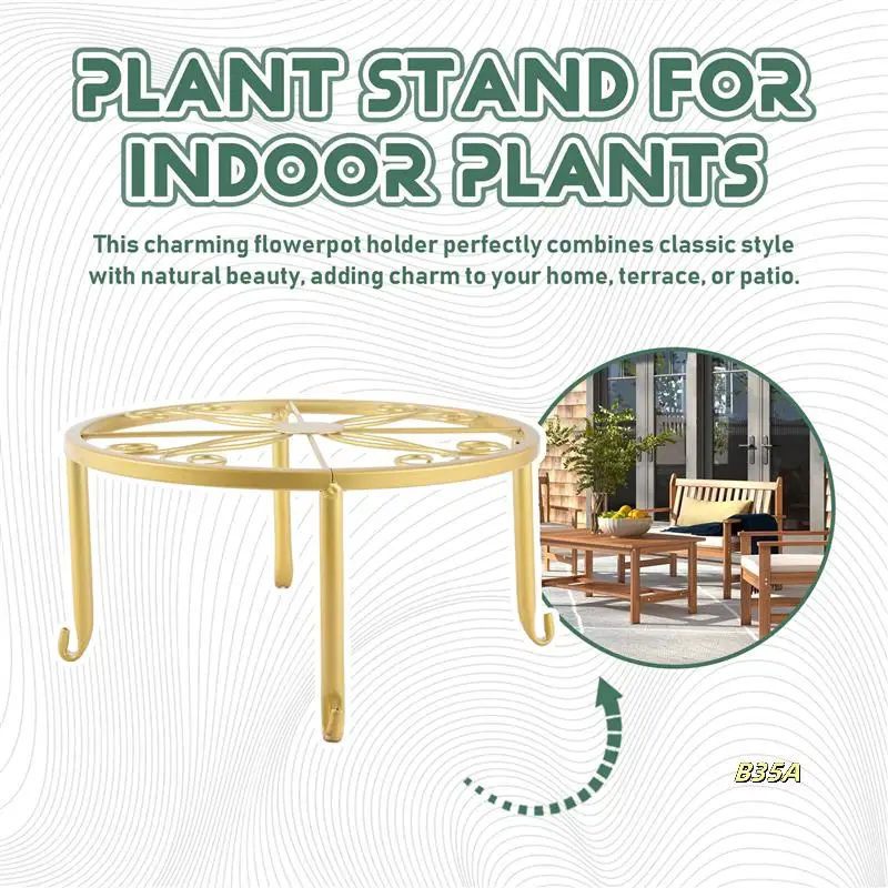 

Floor Iron Pot Plant Stand Flower Shelf Holder Garden Shelves Garden Plant Balcony Round Rack Home Decor
