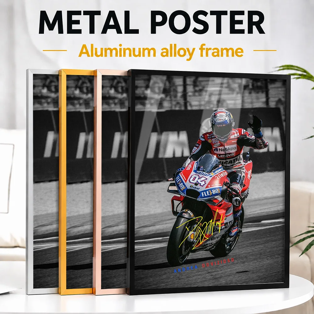 Andrea Dovizioso MotoGP Framed Metal Print Customized Photo Technical Machine Style Wall Art For Home Office Unique Rider Gift