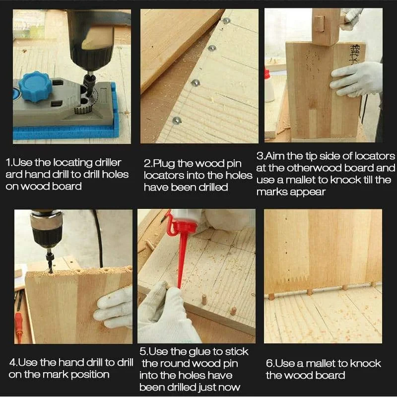 6PCS Wood Pin Locator Set 4mm-12mm Multi Dowel Center Point Set Tool Joint Alignment Pin Wood Timber Marker