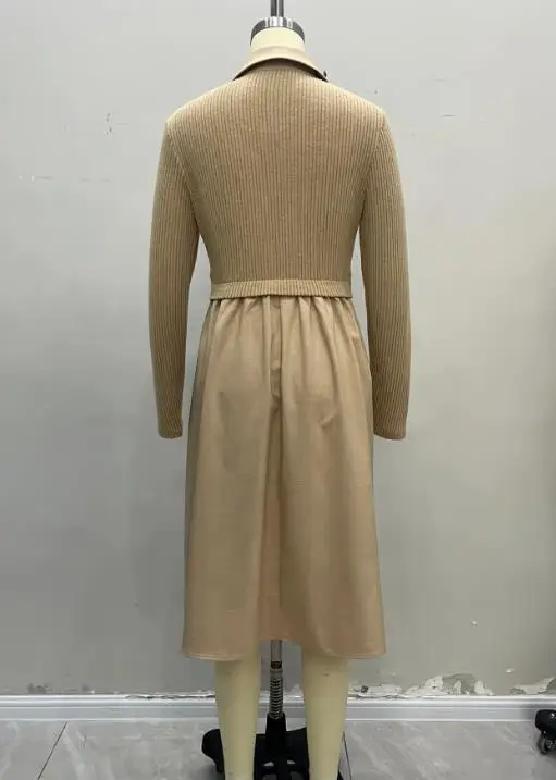 Frauen Kleider Herbst Winter Neue Plus Größe Hemd Rock Einfarbig Revers Lange Ärmeln Gefälschte Zwei-Stück Kleid Einfache casual Kleid