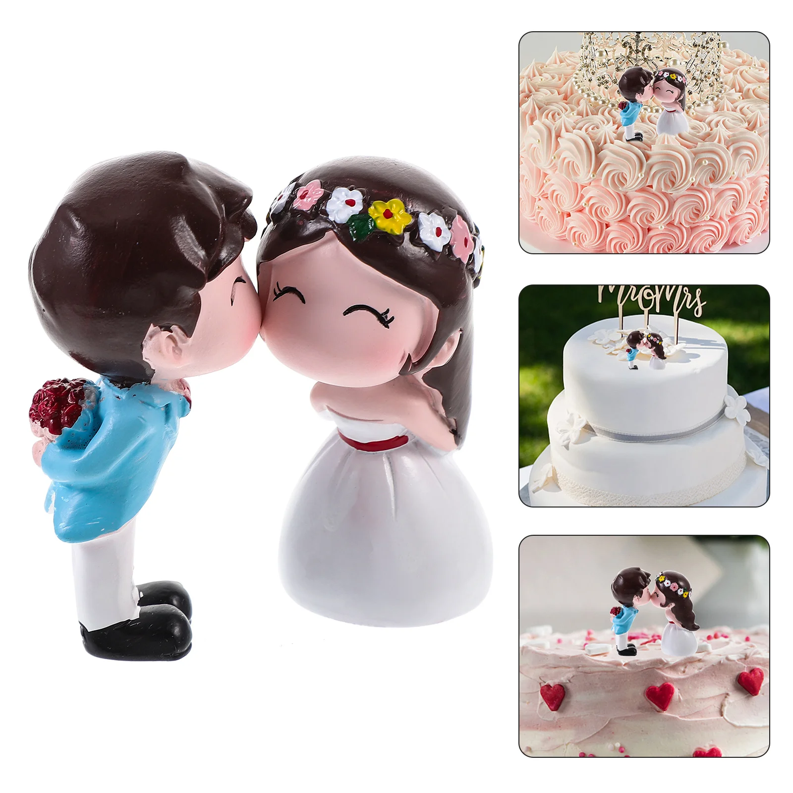 

1Pair Wedding Cake Decoration Kiss Couple Resin Creative Romantic Ornament Stylish Wedding Party Topper Kiss Couple Decoration
