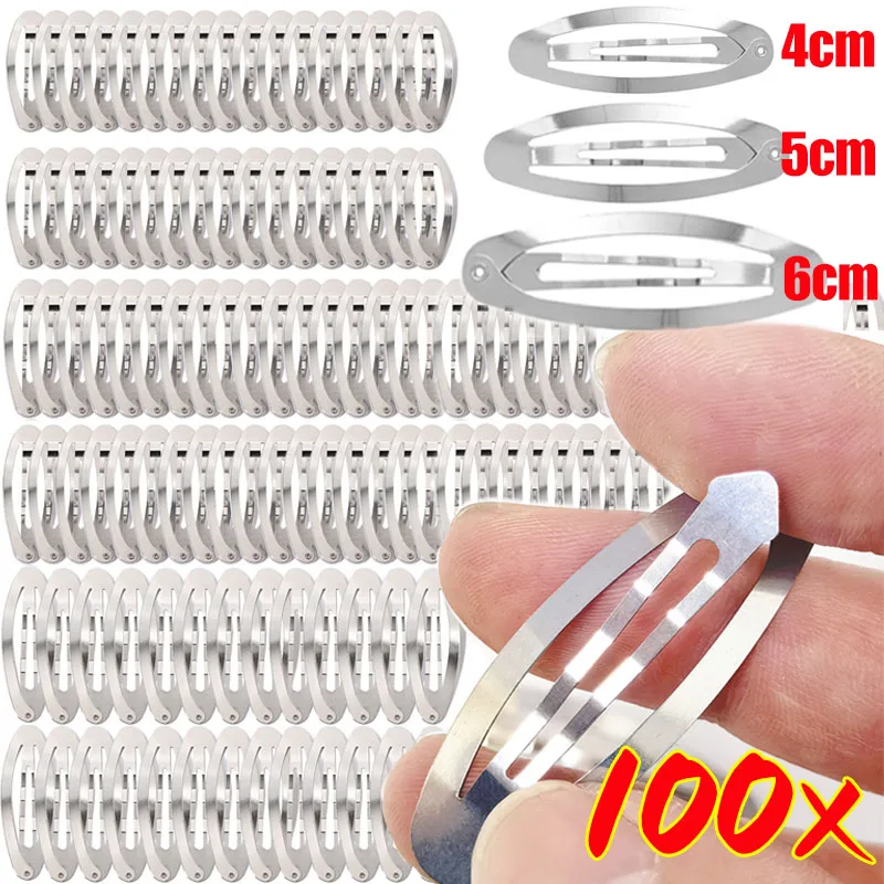 

10/100Pcs Oval Metal Hair Clip Basic Simple Design Bangs Side Barrettes DIY Hair Style Tools for Women New Headwear Accessories