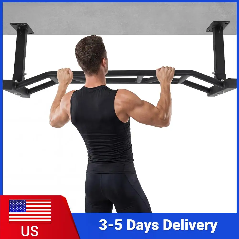 

47 Inch Ceiling Mount Pull Up Bar Adjustable Height&Supports To 600 Lbs Mounted Pullup Bar for Home Gym and Strength Training