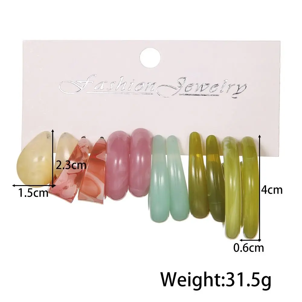 Anting-anting akrilik wanita, anting menjuntai lucu warna-warni sederhana, anting geometris besar