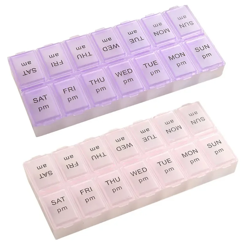 

14 Grids 7 Days Weekly Candy Pill Case Medicine Tablet Dispenser Organizer Pill Box Splitters Pill Storage Organizer Container