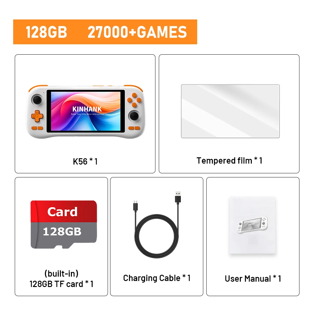 Handheld gameconsole K56 5,5 '' touchscreen 50 emulators 27000 games PS1/PSP/DC/SS Android 14 5000 mAh WIFI5 Retro Game Player