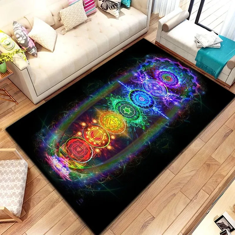 Rainbow 7 Chakra Mandala Bohemia Bedroom Living Room Carpet Non Slip Soft Floor Mats Sofa Coffee Table Area Rugs for Home Decor