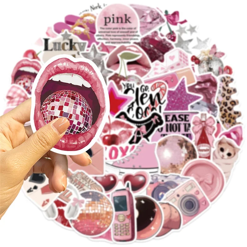 10/30/50PCS Adesivos de PVC Rosa Estilo Menina da Cidade, Decoração Estética DIY, Suprimentos para Scrapbooking e Diário Criativo