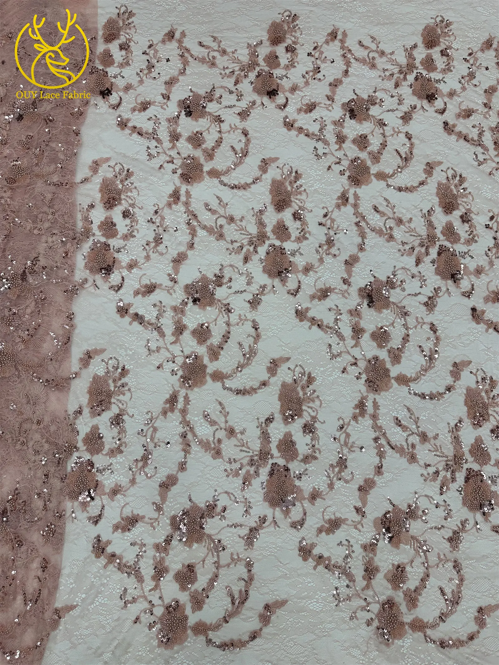 Afrikanischer Spitzenstoff, französische Kordelstickerei, Perlen, Pailletten, Tüllnetz für Damen, Hochzeit, Party, Kleid, Nähen, hohe Qualität, 5 Yards – Detail 11