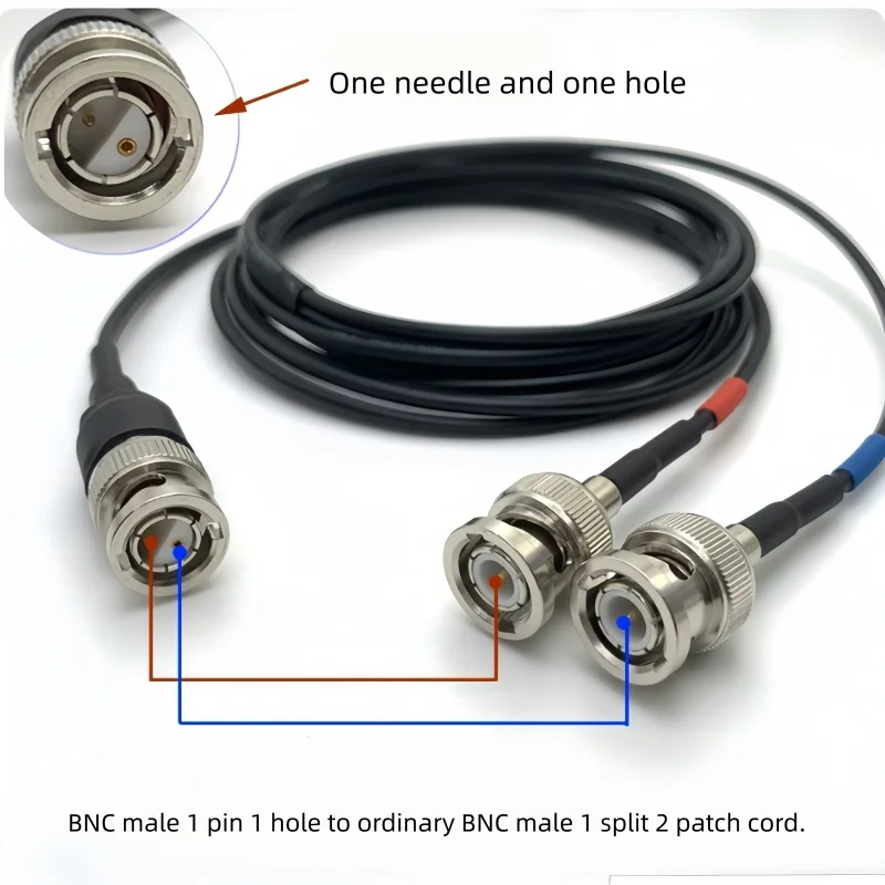 BNC male 1 pin 1 hole to ordinary BNC male 1/2 patch cord1：2 test cable