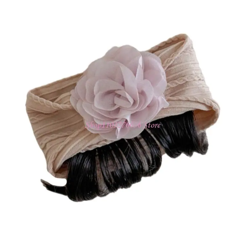 

R6FD Привлекательный головной убор для девочки с цветочным париком деталь модной детской повязки на голову