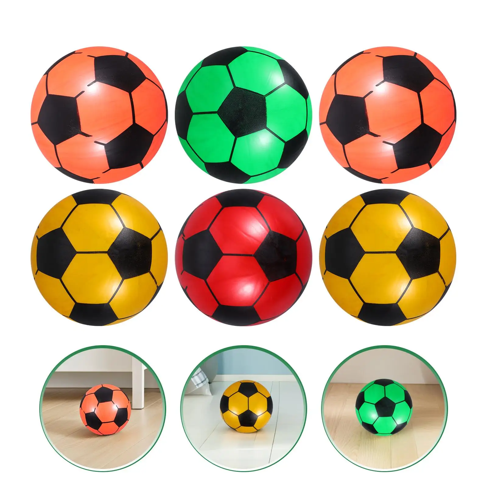 6 pièces Mini Football gonflable Football Softball balle fille fête faveurs amusant sport jouer Stress presser balles jouet (couleur aléatoire)