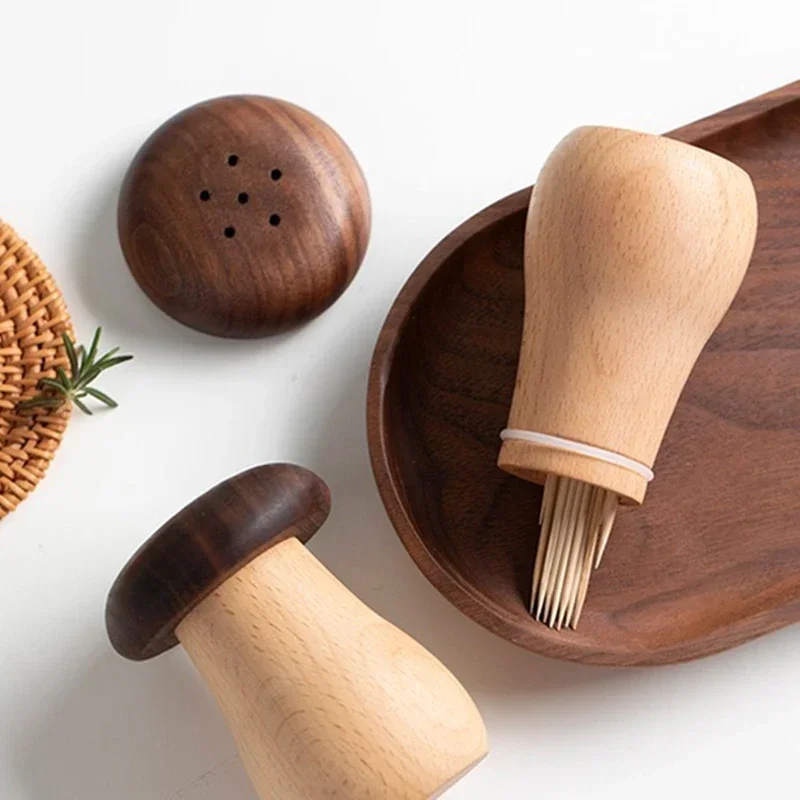 

Home Restaurant Kitchen Table Decoration Accessories Wooden Toothpick Holder Creative Mushroom Toothpicks Dispenser Storage Box