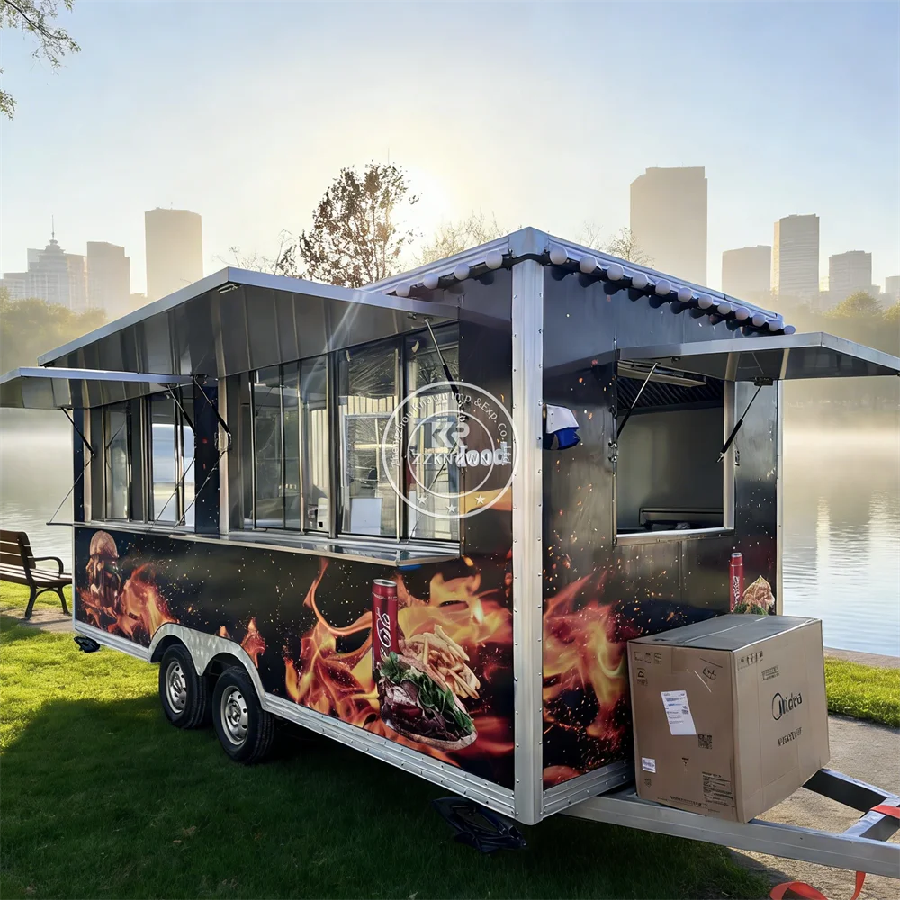 Mobile Food Cart Fully Equipped Concession BBQ Smoker Grill Vending Food Truck Trailer With Custom Kitchen Layout