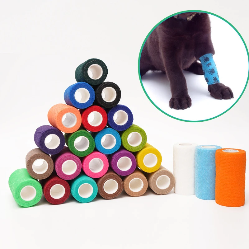 6pcs Self-Adhering Bandage Fixing Bandage Animal Bandage Hand Tearing Waterproof Elastic Bandage for Pets 5 cm X 4.5 M