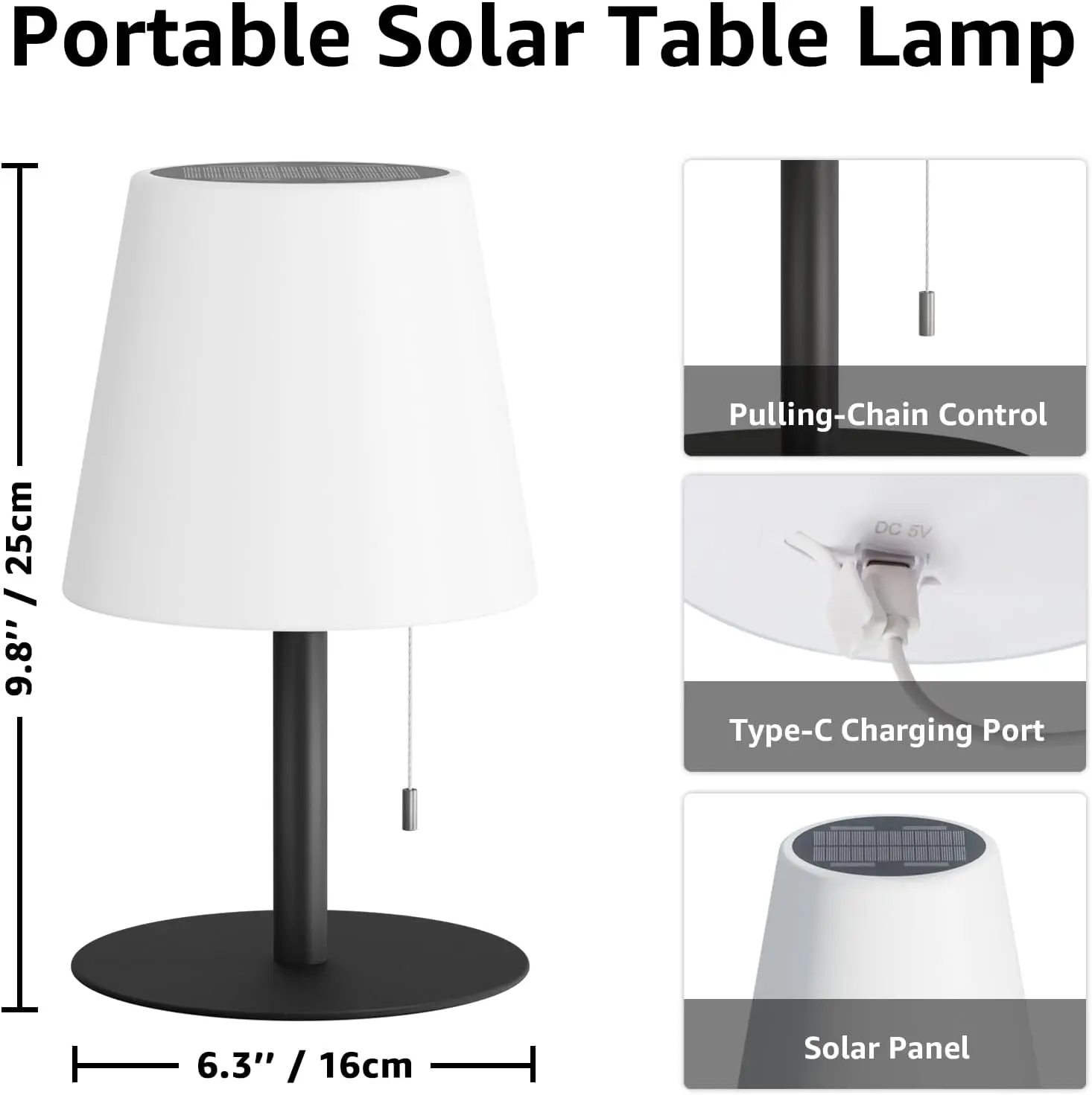 مصباح طاولة يعمل بالطاقة الشمسية، ضوء خارجي قابل لإعادة الشحن مع ألوان بيضاء دافئة وRGB، مقاوم للماء للفناء والشرفة - P #6
