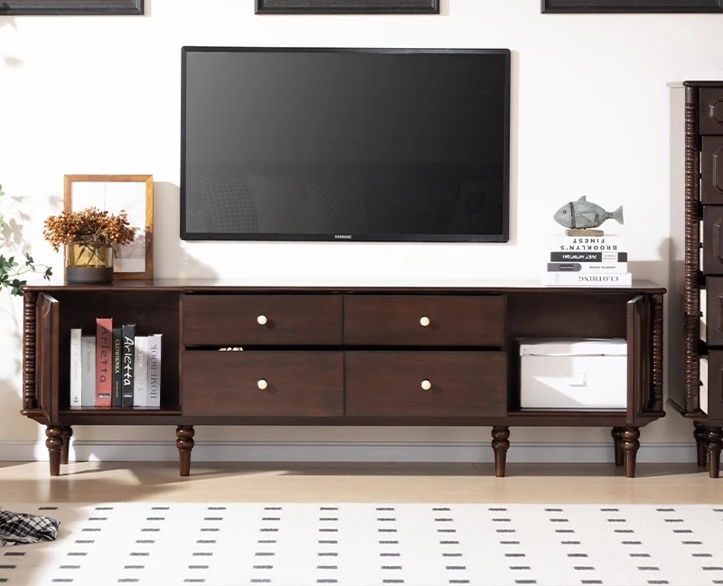 

*French solid wood antique retro TV cabinet all logs without auxiliary materials