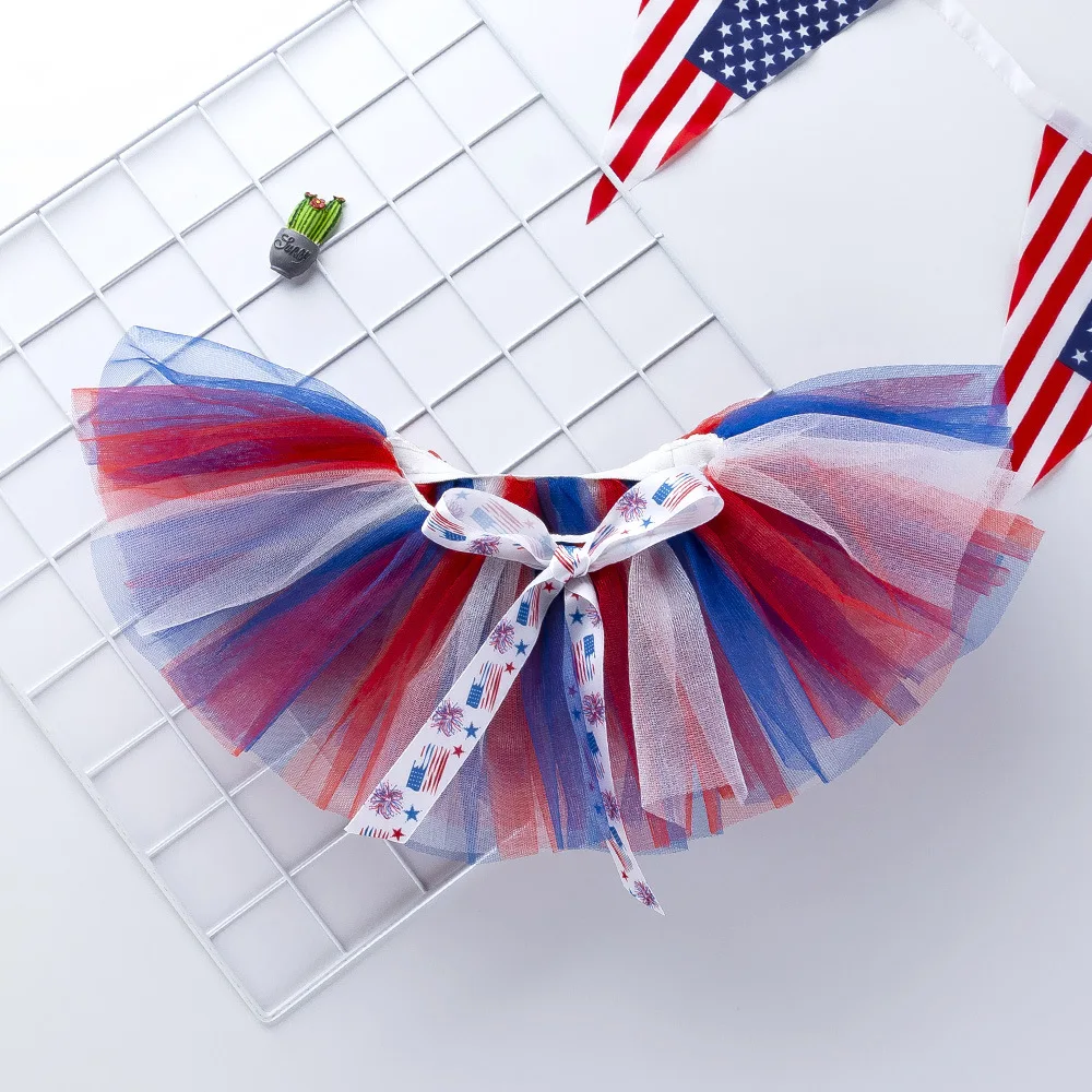 3pcs Kids Summer Skirts Girls Independence Day Print Princess Dress Toddlers Birthday Party Tutu Dress Children Clothing Costume