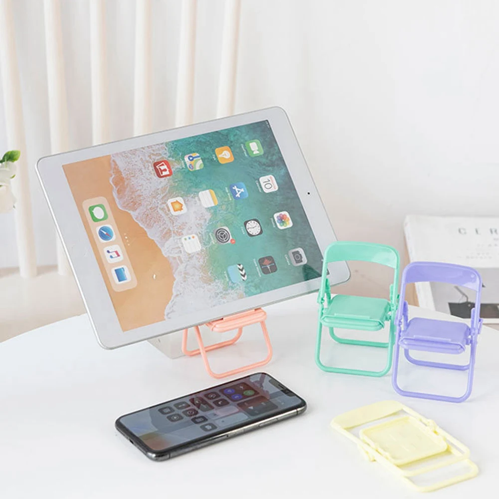 A56K Steve Cute Little Chair Mobile Phone Holder Desk Foldable Phone Stand Cell Phone Stand Holder for Desk Pink