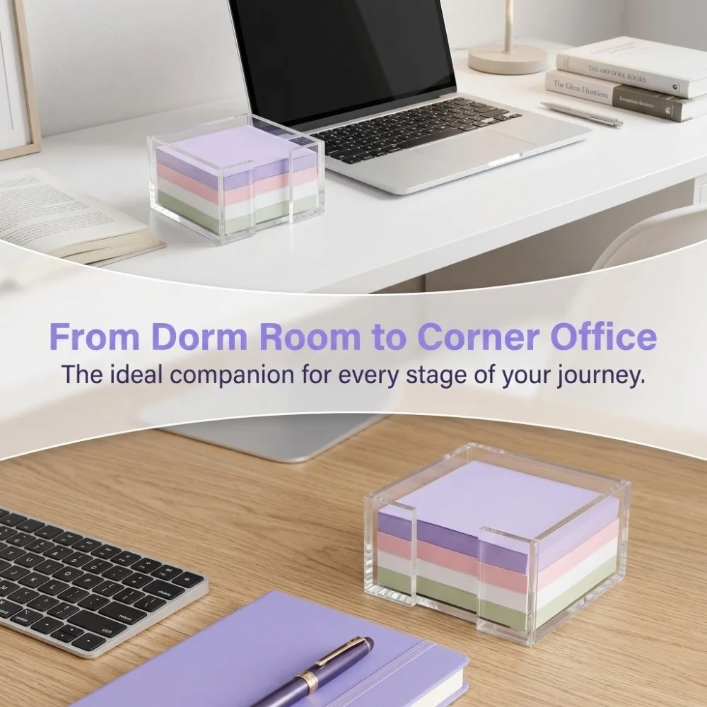 Transparent Sticky Note Holder Multi-Functional Crystal Clear Memo Note Dispenser Portable Desk Organization Desk Organizer