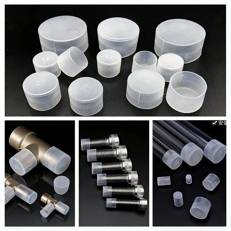 M6-M114 Plastic Protective Cover H-Series Universal PE Thread Protective Cap Quick Seal White Translucent Circular Blocking Head