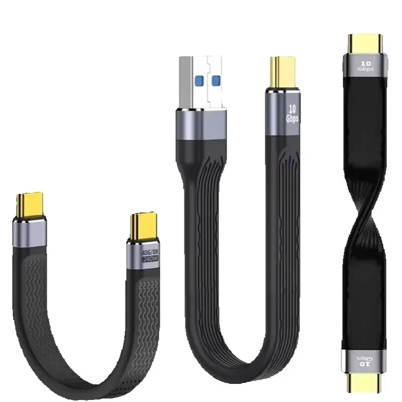 

Portable Mobile Phone Short Charging Cable USB-A/USB-C to C 5A Quick Charge Flexible Cord for Xiaomi Huawei Phones Powerbank