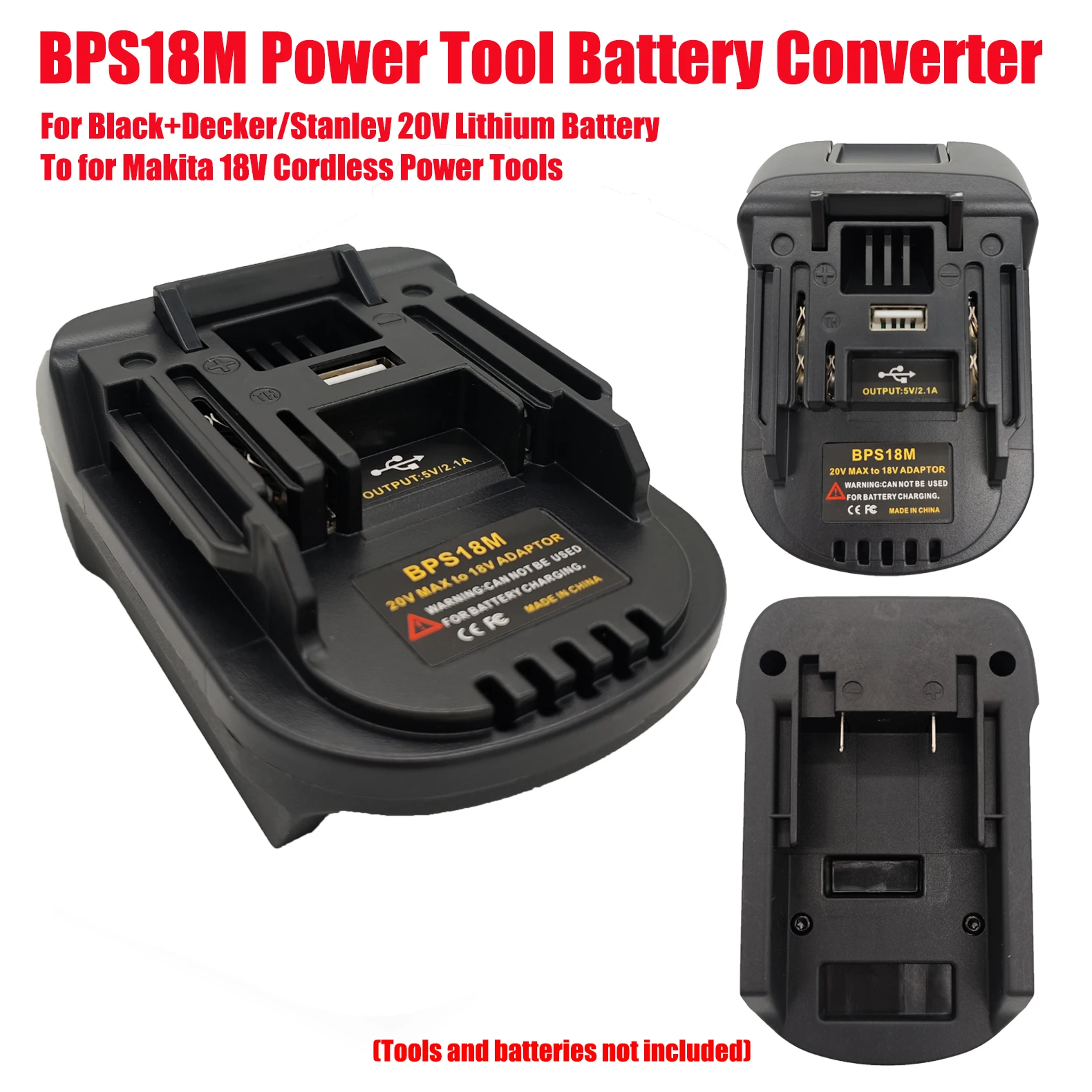 

HAKSINKY BPS18M Power Tool Battery Converter for Black+Decker/Stanley 20V Lithium Battery To for Makita 18V Cordless Power Tools